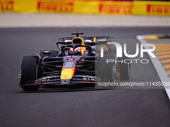 Max Verstappen of Red Bull Racing Honda is driving his single-seater after the free practice of the Belgian GP, the 14th race of the Formula...