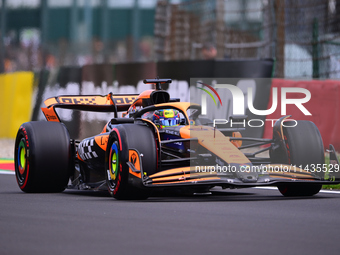 Oscar Piastri of McLaren F1 Team is driving his single-seater after the free practice of the Belgian GP, the 14th race of the Formula 1 Worl...