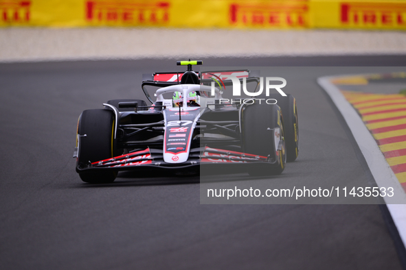 Niko Hulkenberg of Haas F1 Team is driving his single-seater after the free practice of the Belgian GP, the 14th race of the Formula 1 World...