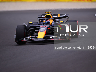 Sergio Perez of Red Bull Racing Honda is driving his single-seater after the free practice of the Belgian GP, the 14th race of the Formula 1...