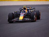 Sergio Perez of Red Bull Racing Honda is driving his single-seater after the free practice of the Belgian GP, the 14th race of the Formula 1...