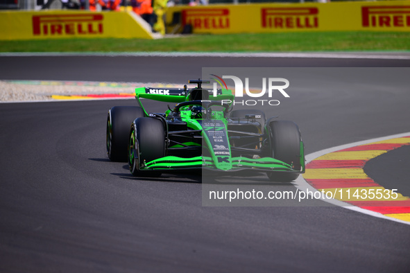 Valtteri Bottas of Stake F1 Team is driving his single-seater after the free practice of the Belgian GP, the 14th race of the Formula 1 Worl...