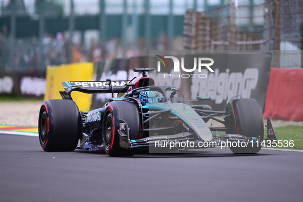 George Russell of Mercedes-AMG Petronas is driving his single-seater after the free practice of the Belgian GP, the 14th race of the Formula...