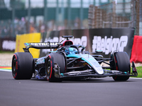 George Russell of Mercedes-AMG Petronas is driving his single-seater after the free practice of the Belgian GP, the 14th race of the Formula...