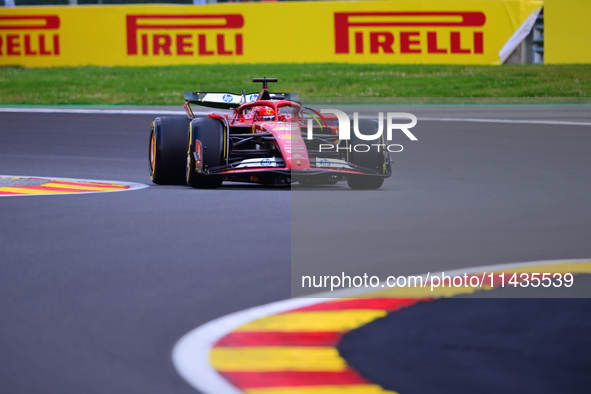 Charles Leclerc of Scuderia Ferrari is driving his single-seater after the free practice of the Belgian GP, the 14th race of the Formula 1 W...