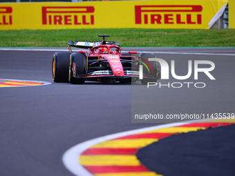 Charles Leclerc of Scuderia Ferrari is driving his single-seater after the free practice of the Belgian GP, the 14th race of the Formula 1 W...