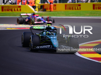 Fernando Alonso of Aston Martin Cognizant F1 Team is driving his single-seater after the free practice of the Belgian GP, the 14th race of t...