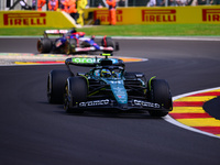 Fernando Alonso of Aston Martin Cognizant F1 Team is driving his single-seater after the free practice of the Belgian GP, the 14th race of t...