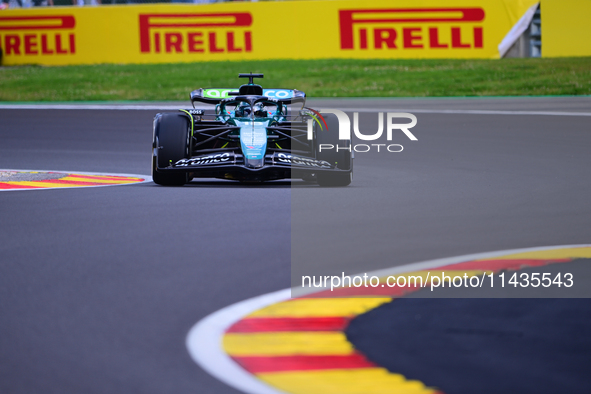 Lance Stroll of Aston Martin Cognizant F1 Team is driving his single-seater after the free practice of the Belgian GP, the 14th race of the...