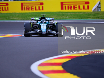 Lance Stroll of Aston Martin Cognizant F1 Team is driving his single-seater after the free practice of the Belgian GP, the 14th race of the...