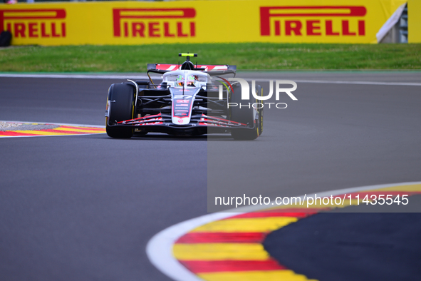 Niko Hulkenberg of Haas F1 Team is driving his single-seater after the free practice of the Belgian GP, the 14th race of the Formula 1 World...