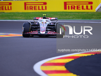 Niko Hulkenberg of Haas F1 Team is driving his single-seater after the free practice of the Belgian GP, the 14th race of the Formula 1 World...