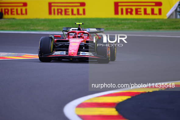 Carlos Sainz of Scuderia Ferrari is driving his single-seater after the free practice of the Belgian GP, the 14th race of the Formula 1 Worl...