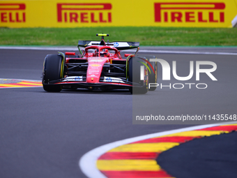 Carlos Sainz of Scuderia Ferrari is driving his single-seater after the free practice of the Belgian GP, the 14th race of the Formula 1 Worl...