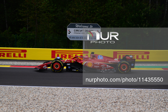 Charles Leclerc of Scuderia Ferrari is driving his single-seater after the free practice of the Belgian GP, the 14th race of the Formula 1 W...