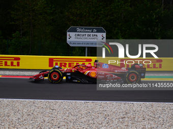 Charles Leclerc of Scuderia Ferrari is driving his single-seater after the free practice of the Belgian GP, the 14th race of the Formula 1 W...