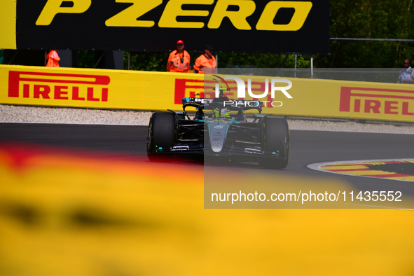 Lewis Hamilton of Mercedes-AMG Petronas F1 Team is driving his single-seater after the free practice of the Belgian GP, the 14th race of the...