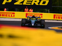 Lewis Hamilton of Mercedes-AMG Petronas F1 Team is driving his single-seater after the free practice of the Belgian GP, the 14th race of the...