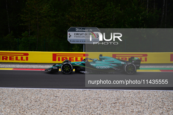 Lance Stroll of Aston Martin Cognizant F1 Team is driving his single-seater after the free practice of the Belgian GP, the 14th race of the...