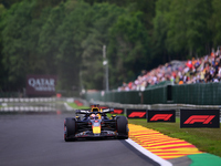 Sergio Perez of Red Bull Racing Honda is driving his single-seater after the free practice of the Belgian GP, the 14th race of the Formula 1...