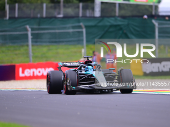 George Russell of Mercedes-AMG Petronas is driving his single-seater after the free practice of the Belgian GP, the 14th race of the Formula...