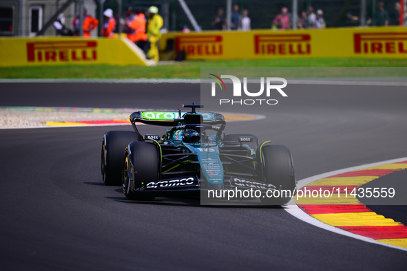 Lance Stroll of Aston Martin Cognizant F1 Team is driving his single-seater after the free practice of the Belgian GP, the 14th race of the...