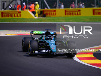 Lance Stroll of Aston Martin Cognizant F1 Team is driving his single-seater after the free practice of the Belgian GP, the 14th race of the...