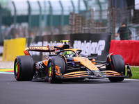 Lando Norris is driving his single-seater for the McLaren F1 Team after the free practice of the Belgian GP, the 14th race of the Formula 1...