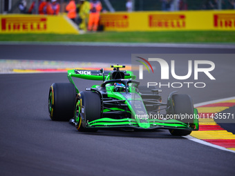 Guanyu Zhou of Stake F1 Team Sauber is driving his single-seater after the free practice of the Belgian GP, the 14th race of the Formula 1 W...