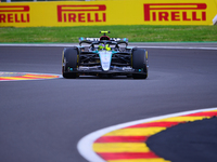 Lewis Hamilton of Mercedes-AMG Petronas F1 Team is driving his single-seater after the free practice of the Belgian GP, the 14th race of the...