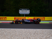 Sergio Perez of Red Bull Racing Honda is driving his single-seater after the free practice of the Belgian GP, the 14th race of the Formula 1...