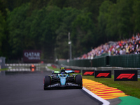 Fernando Alonso of Aston Martin Cognizant F1 Team is driving his single-seater after the free practice of the Belgian GP, the 14th race of t...