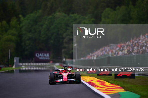 Charles Leclerc of Scuderia Ferrari is driving his single-seater after the free practice of the Belgian GP, the 14th race of the Formula 1 W...