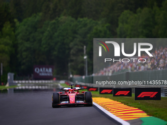 Charles Leclerc of Scuderia Ferrari is driving his single-seater after the free practice of the Belgian GP, the 14th race of the Formula 1 W...