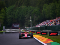 Charles Leclerc of Scuderia Ferrari is driving his single-seater after the free practice of the Belgian GP, the 14th race of the Formula 1 W...