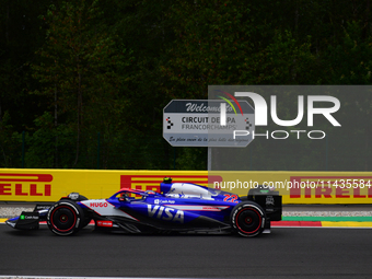 Yuki Tsunoda of Visa Cash-Up Racing Bulls is driving his single-seater after the free practice of the Belgian GP, the 14th race of the Formu...