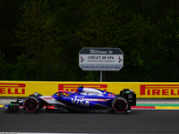 Yuki Tsunoda of Visa Cash-Up Racing Bulls is driving his single-seater after the free practice of the Belgian GP, the 14th race of the Formu...