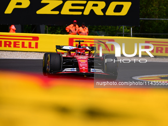 Charles Leclerc of Scuderia Ferrari is driving his single-seater after the free practice of the Belgian GP, the 14th race of the Formula 1 W...