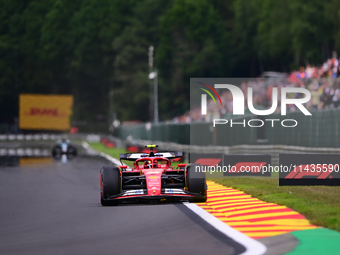 Carlos Sainz of Scuderia Ferrari is driving his single-seater after the free practice of the Belgian GP, the 14th race of the Formula 1 Worl...