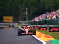 Carlos Sainz of Scuderia Ferrari is driving his single-seater after the free practice of the Belgian GP, the 14th race of the Formula 1 Worl...