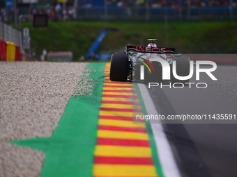 Lewis Hamilton of Mercedes-AMG Petronas F1 Team is driving his single-seater after the free practice of the Belgian GP, the 14th race of the...