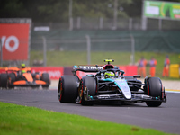 Lewis Hamilton of Mercedes-AMG Petronas F1 Team is driving his single-seater after the free practice of the Belgian GP, the 14th race of the...