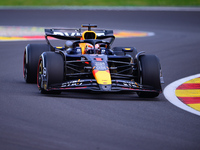 Max Verstappen of Red Bull Racing Honda is driving his single-seater after the free practice of the Belgian GP, the 14th race of the Formula...