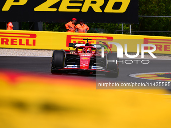 Charles Leclerc of Scuderia Ferrari is driving his single-seater after the free practice of the Belgian GP, the 14th race of the Formula 1 W...