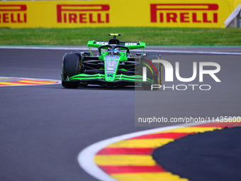 Guanyu Zhou of Stake F1 Team Sauber is driving his single-seater after the free practice of the Belgian GP, the 14th race of the Formula 1 W...