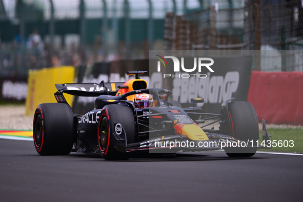 Max Verstappen of Red Bull Racing Honda is driving his single-seater after the free practice of the Belgian GP, the 14th race of the Formula...