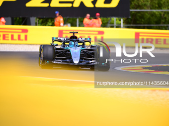 George Russell of Mercedes-AMG Petronas is driving his single-seater after the free practice of the Belgian GP, the 14th race of the Formula...