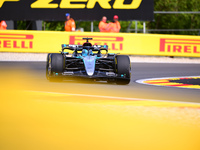 George Russell of Mercedes-AMG Petronas is driving his single-seater after the free practice of the Belgian GP, the 14th race of the Formula...