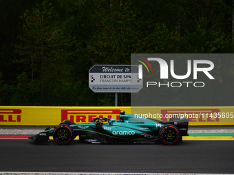 Fernando Alonso of Aston Martin Cognizant F1 Team is driving his single-seater after the free practice of the Belgian GP, the 14th race of t...