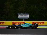 Fernando Alonso of Aston Martin Cognizant F1 Team is driving his single-seater after the free practice of the Belgian GP, the 14th race of t...